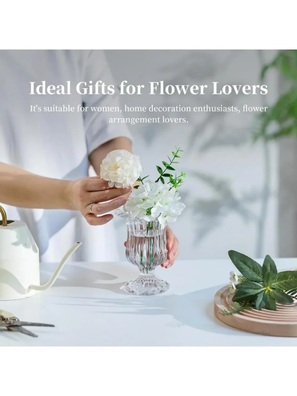 Set of 6 Small Ribbed Glass Pedestal Vases | Vintage Floral Centerpieces for
